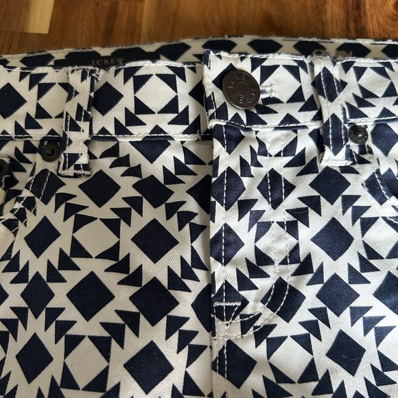 JCrew Toothpick Ankle Pants size 27 dark navy and white geometric pattern - Picture 9 of 12